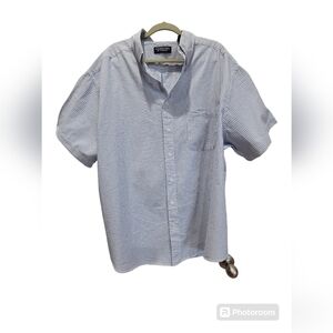 2X 100% Cotton Men's Stripes Short Sleeve Dress Shirt